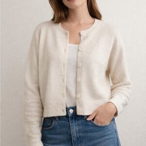 & Other Stories Stockholm Atelier Cream Button-Up Cardigan Sweater XS Wool Blend